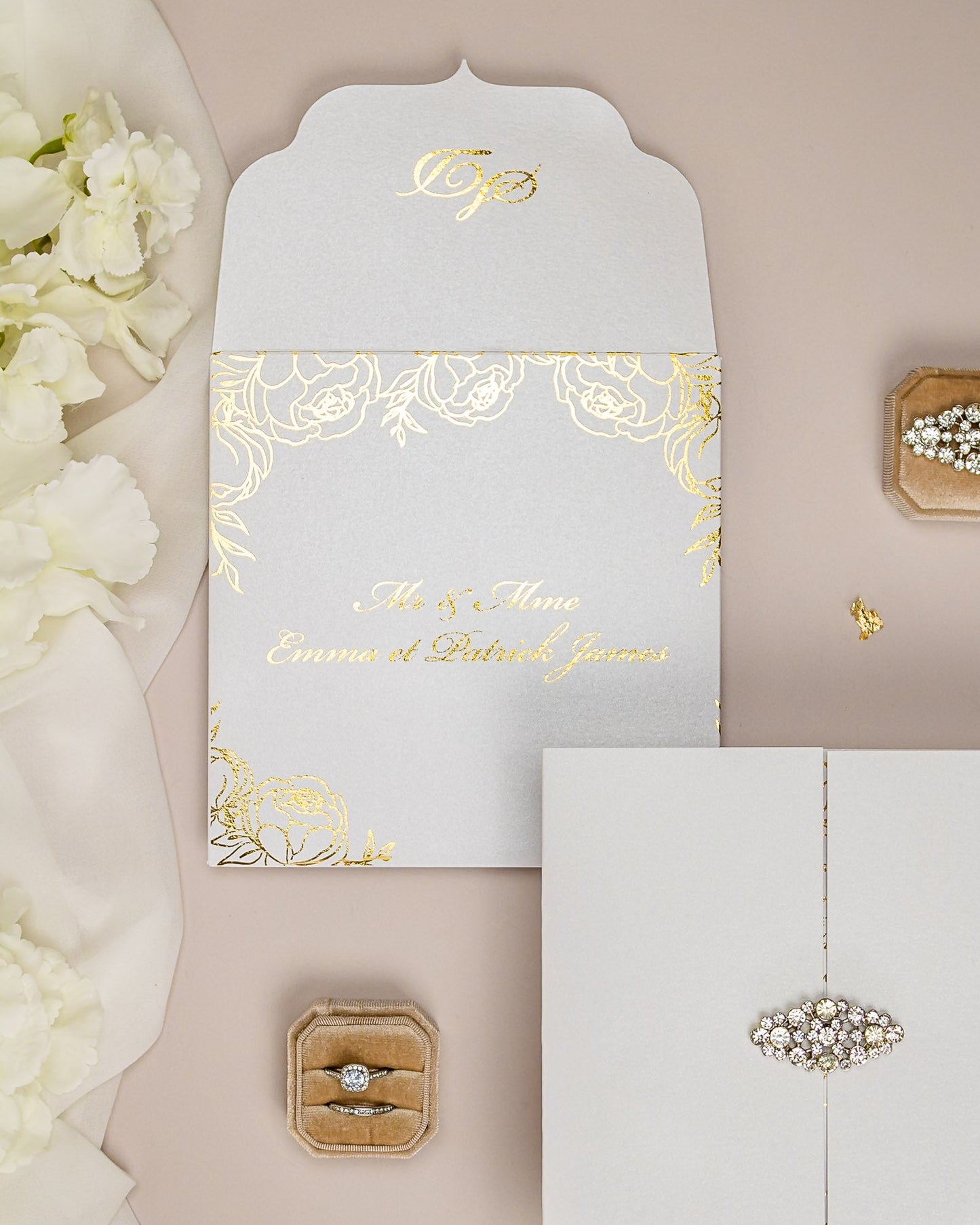"Abella" - Faire-part de mariage chic, élégant et romantique avec dorure or - Wedding stationery - Création Luxe Carterie Studio