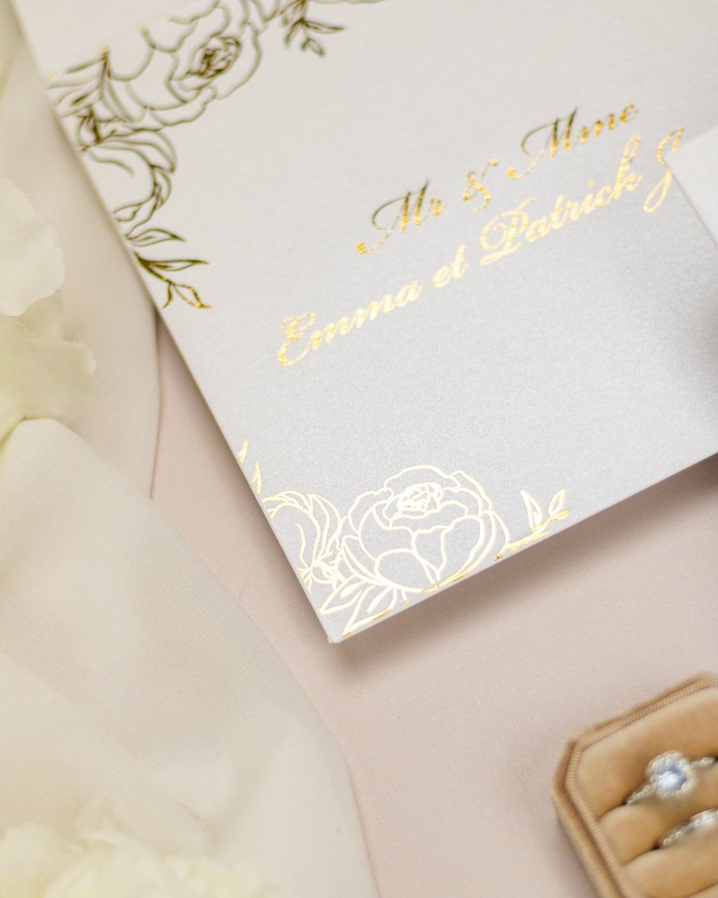 "Abella" - Faire-part de mariage chic, élégant et romantique avec dorure or - Wedding stationery - Création Luxe Carterie Studio
