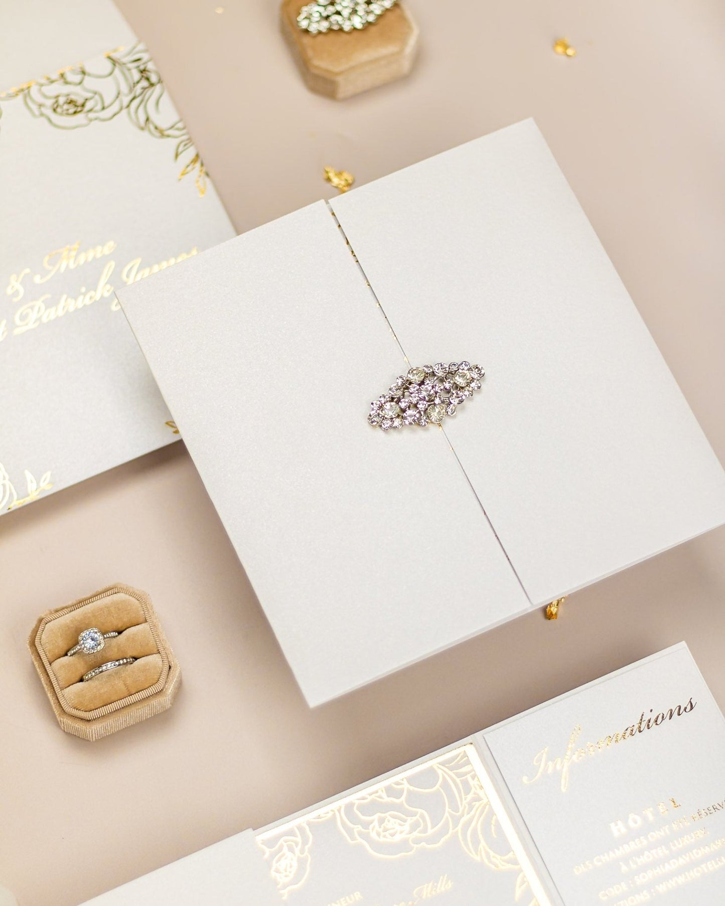 "Abella" - Faire-part de mariage chic, élégant et romantique avec dorure or - Wedding stationery - Création Luxe Carterie Studio