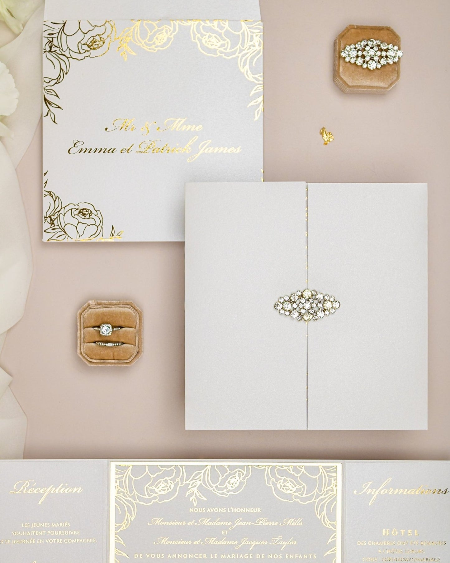 "Abella" - Faire-part de mariage chic, élégant et romantique avec dorure or - Wedding stationery - Création Luxe Carterie Studio