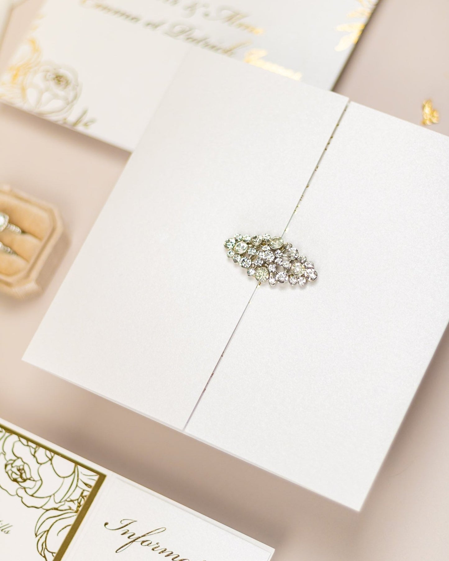 "Abella" - Faire-part de mariage chic, élégant et romantique avec dorure or - Wedding stationery - Création Luxe Carterie Studio