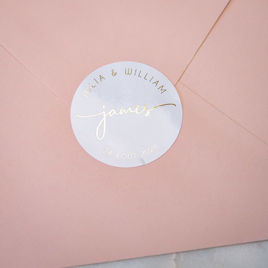 "Ada - Sticker" - Faire-part de mariage chic, élégant et romantique avec dorure or - Wedding stationery - Création Luxe Carterie Studio