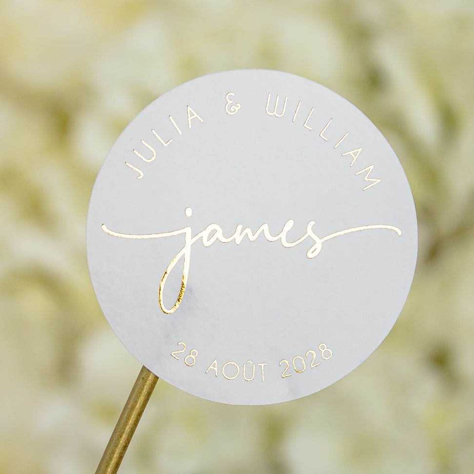 "Ada - Sticker" - Faire-part de mariage chic, élégant et romantique avec dorure or - Wedding stationery - Création Luxe Carterie Studio