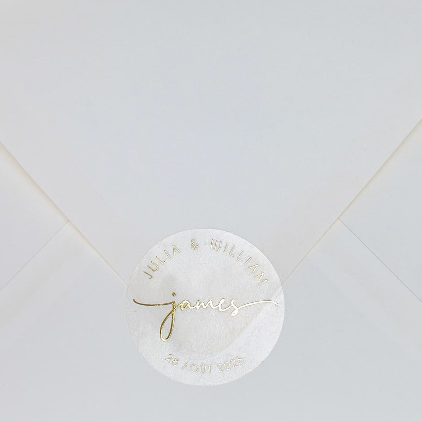 "Ada - Sticker" - Faire-part de mariage chic, élégant et romantique avec dorure or - Wedding stationery - Création Luxe Carterie Studio