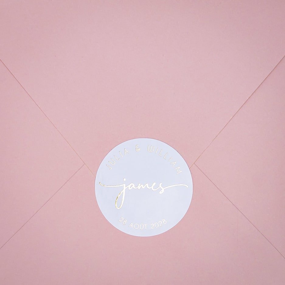 "Ada - Sticker" - Faire-part de mariage chic, élégant et romantique avec dorure or - Wedding stationery - Création Luxe Carterie Studio
