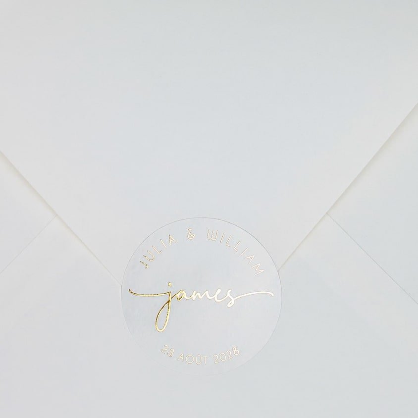 "Ada - Sticker" - Faire-part de mariage chic, élégant et romantique avec dorure or - Wedding stationery - Création Luxe Carterie Studio