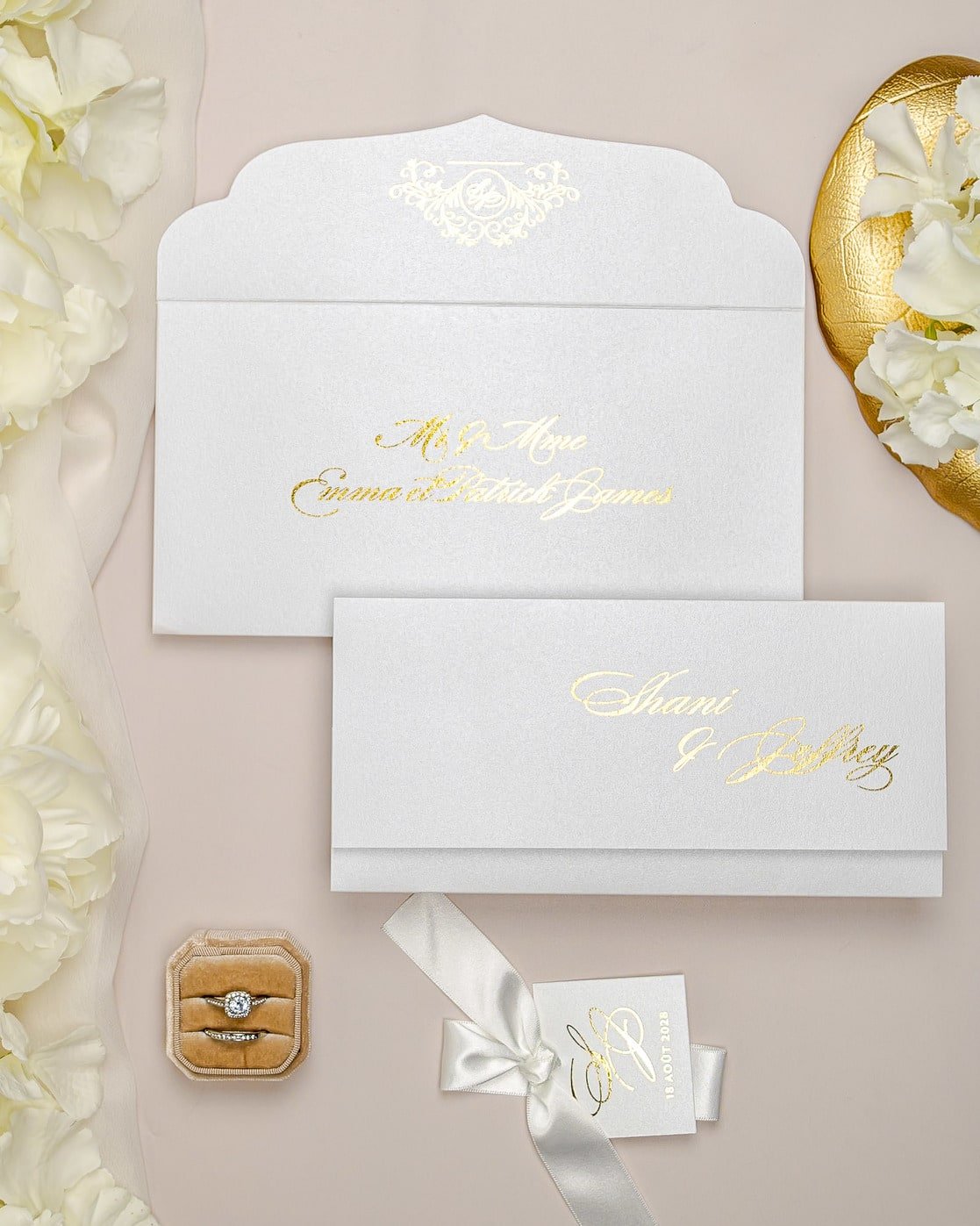 "Adèle" - Faire-part de mariage chic, élégant et romantique avec dorure or - Wedding stationery - Création Luxe Carterie Studio