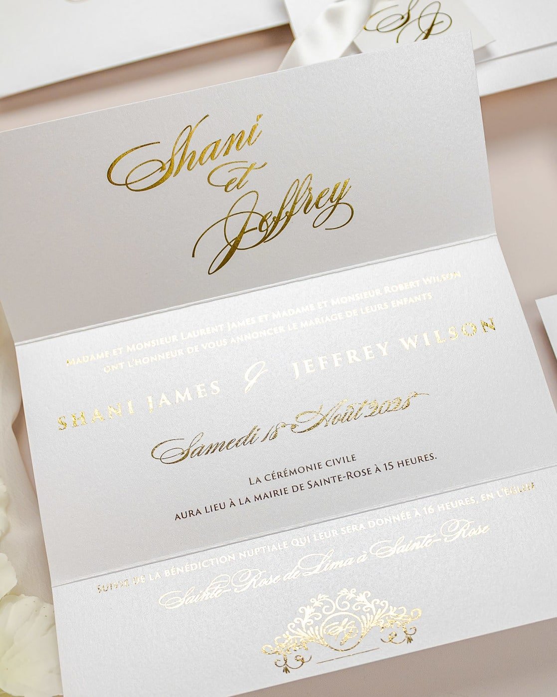 "Adèle" - Faire-part de mariage chic, élégant et romantique avec dorure or - Wedding stationery - Création Luxe Carterie Studio