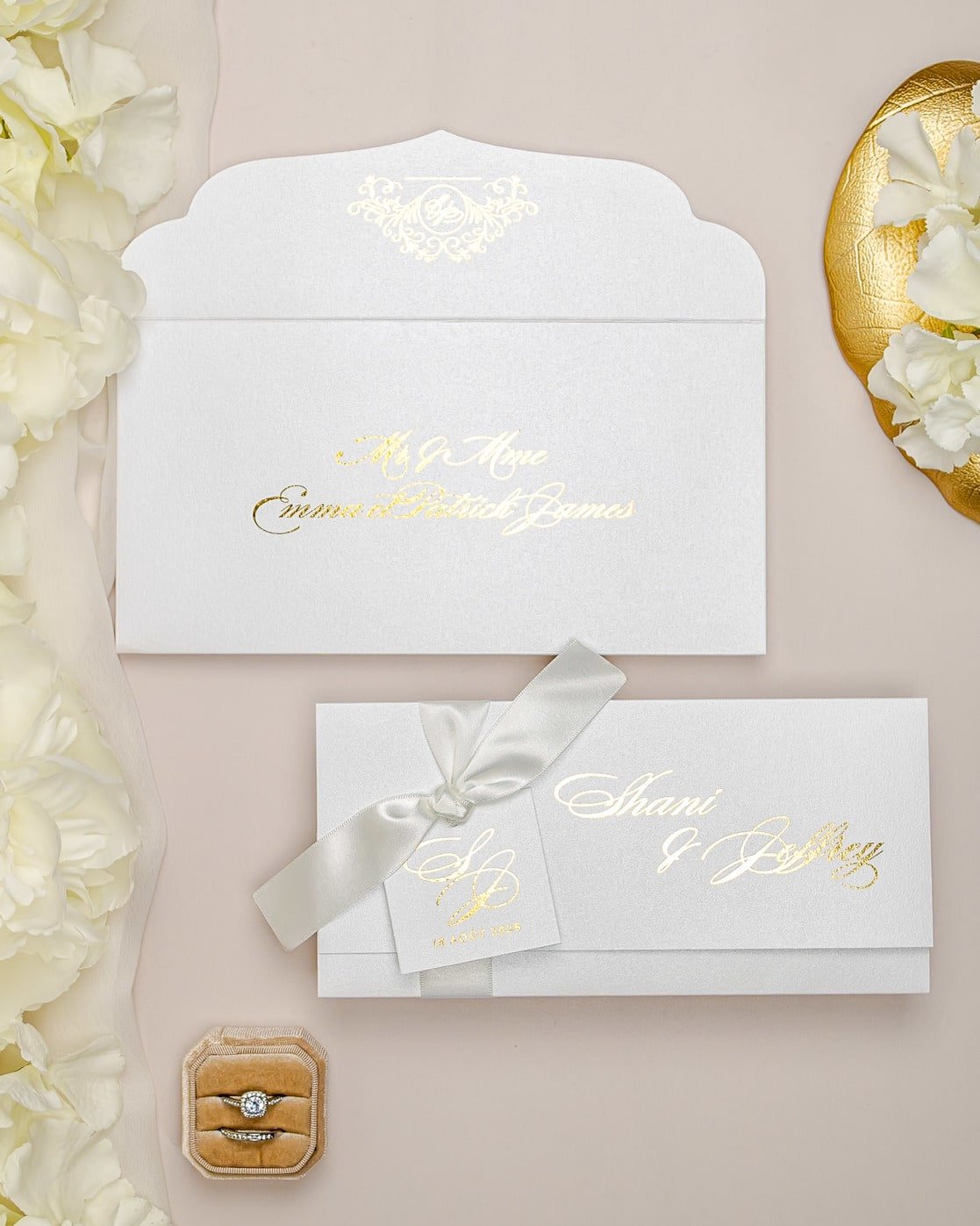 "Adèle" - Faire-part de mariage chic, élégant et romantique avec dorure or - Wedding stationery - Création Luxe Carterie Studio