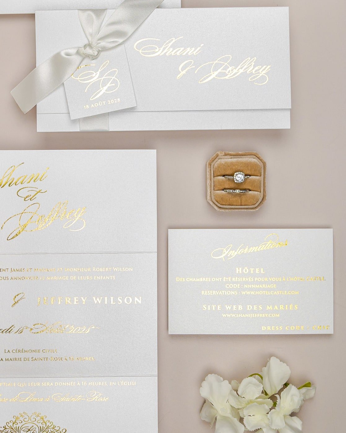 "Adèle" - Faire-part de mariage chic, élégant et romantique avec dorure or - Wedding stationery - Création Luxe Carterie Studio
