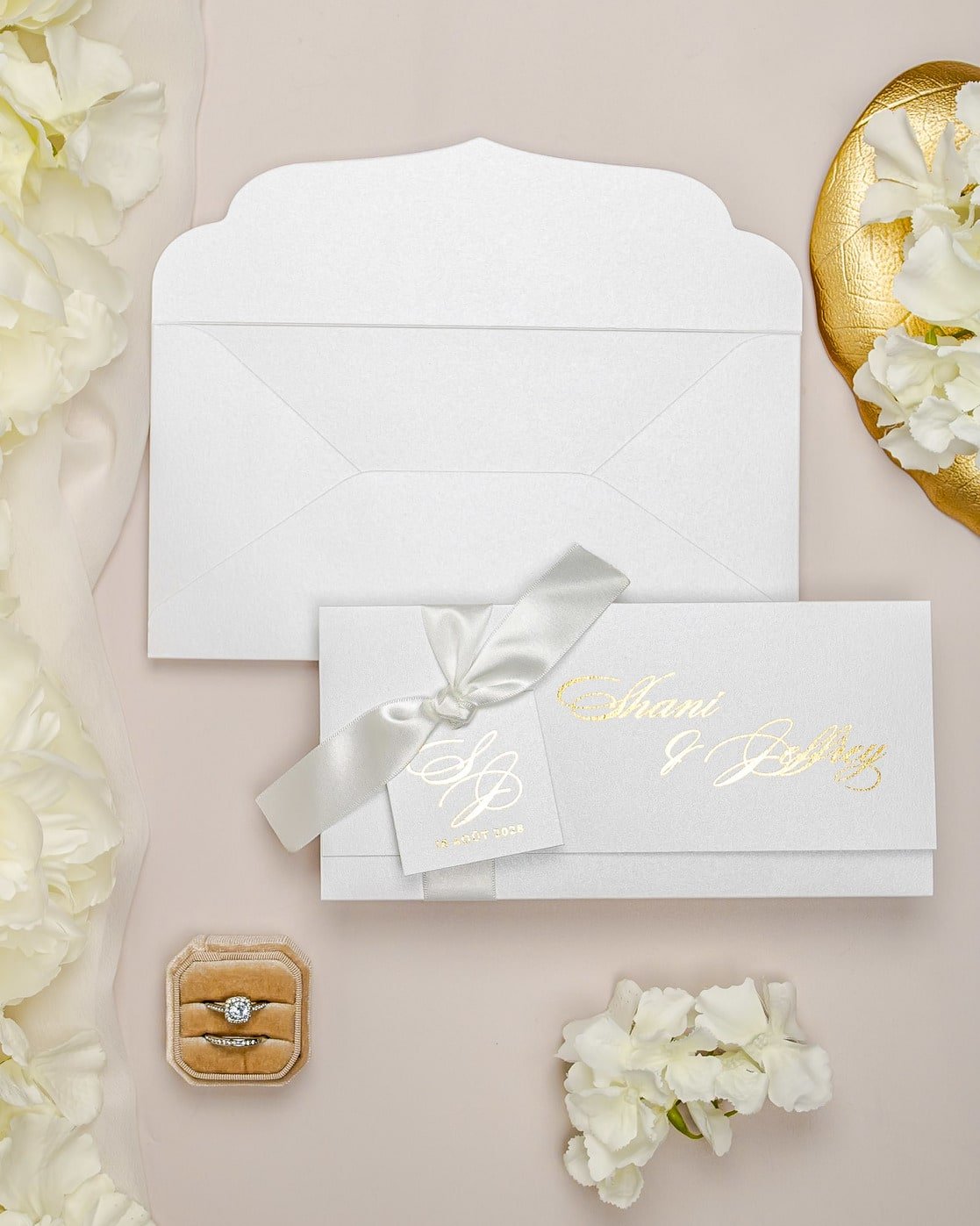 "Adèle" - Faire-part de mariage chic, élégant et romantique avec dorure or - Wedding stationery - Création Luxe Carterie Studio