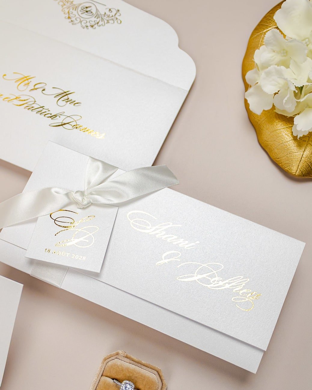 "Adèle" - Faire-part de mariage chic, élégant et romantique avec dorure or - Wedding stationery - Création Luxe Carterie Studio