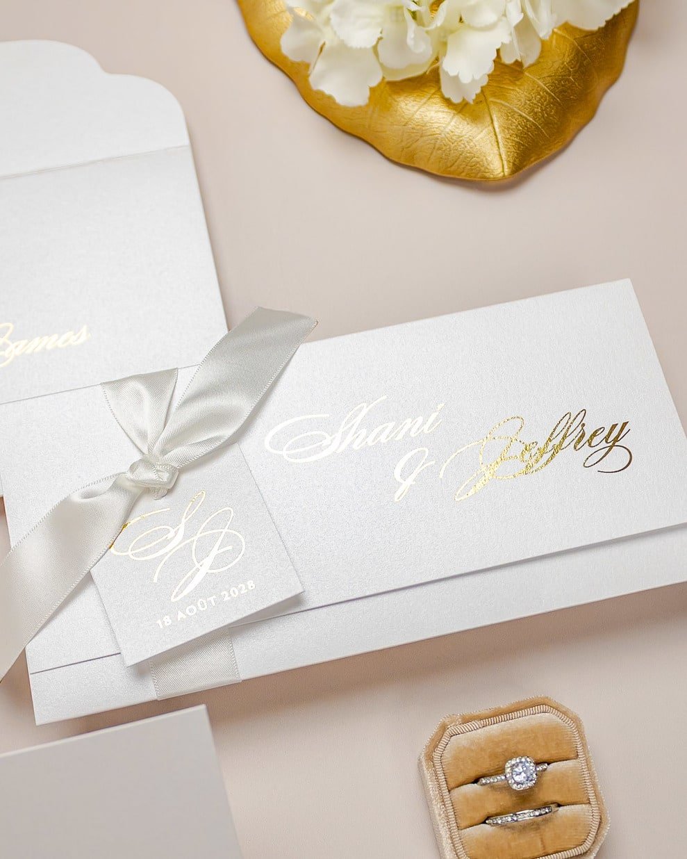 "Adèle" - Faire-part de mariage chic, élégant et romantique avec dorure or - Wedding stationery - Création Luxe Carterie Studio