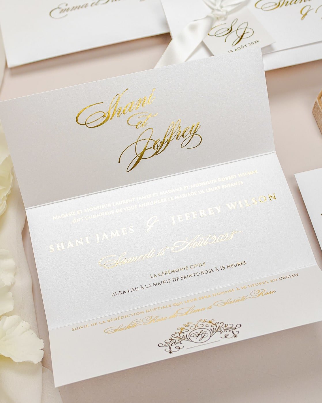 "Adèle" - Faire-part de mariage chic, élégant et romantique avec dorure or - Wedding stationery - Création Luxe Carterie Studio