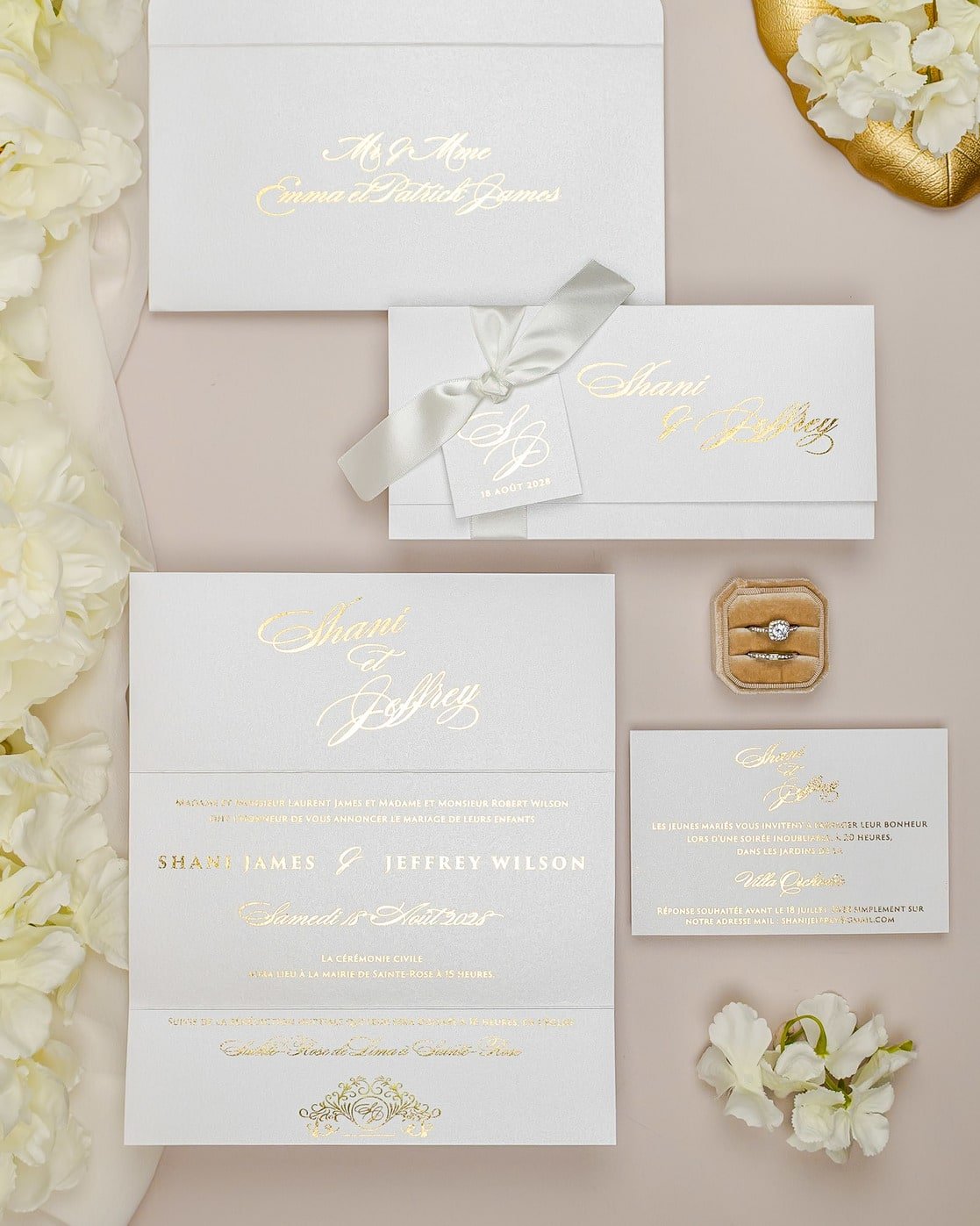 "Adèle" - Faire-part de mariage chic, élégant et romantique avec dorure or - Wedding stationery - Création Luxe Carterie Studio