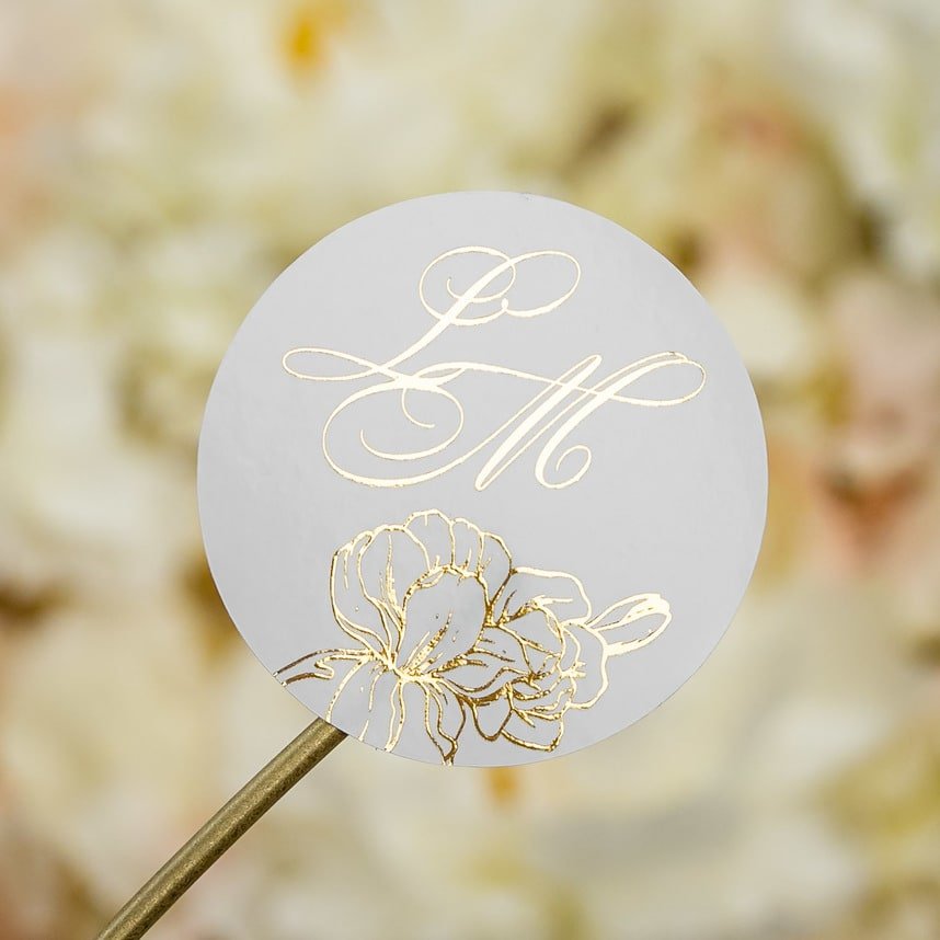 "Alamanda - Sticker" - Faire-part de mariage chic, élégant et romantique avec dorure or - Wedding stationery - Création Luxe Carterie Studio
