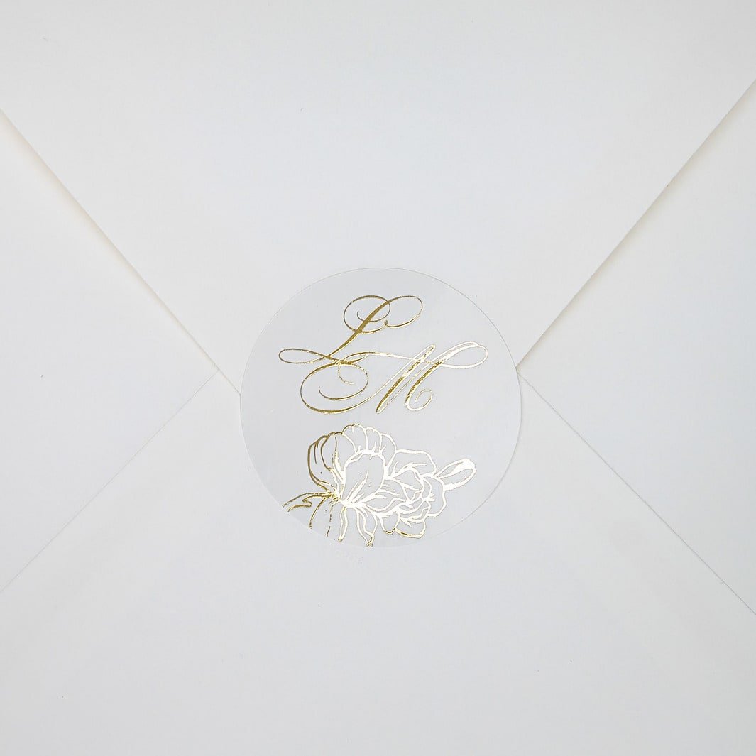 "Alamanda - Sticker" - Faire-part de mariage chic, élégant et romantique avec dorure or - Wedding stationery - Création Luxe Carterie Studio