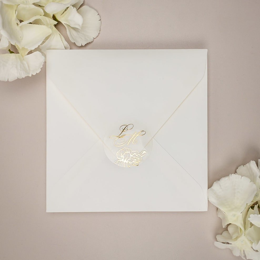 "Alamanda - Sticker" - Faire-part de mariage chic, élégant et romantique avec dorure or - Wedding stationery - Création Luxe Carterie Studio