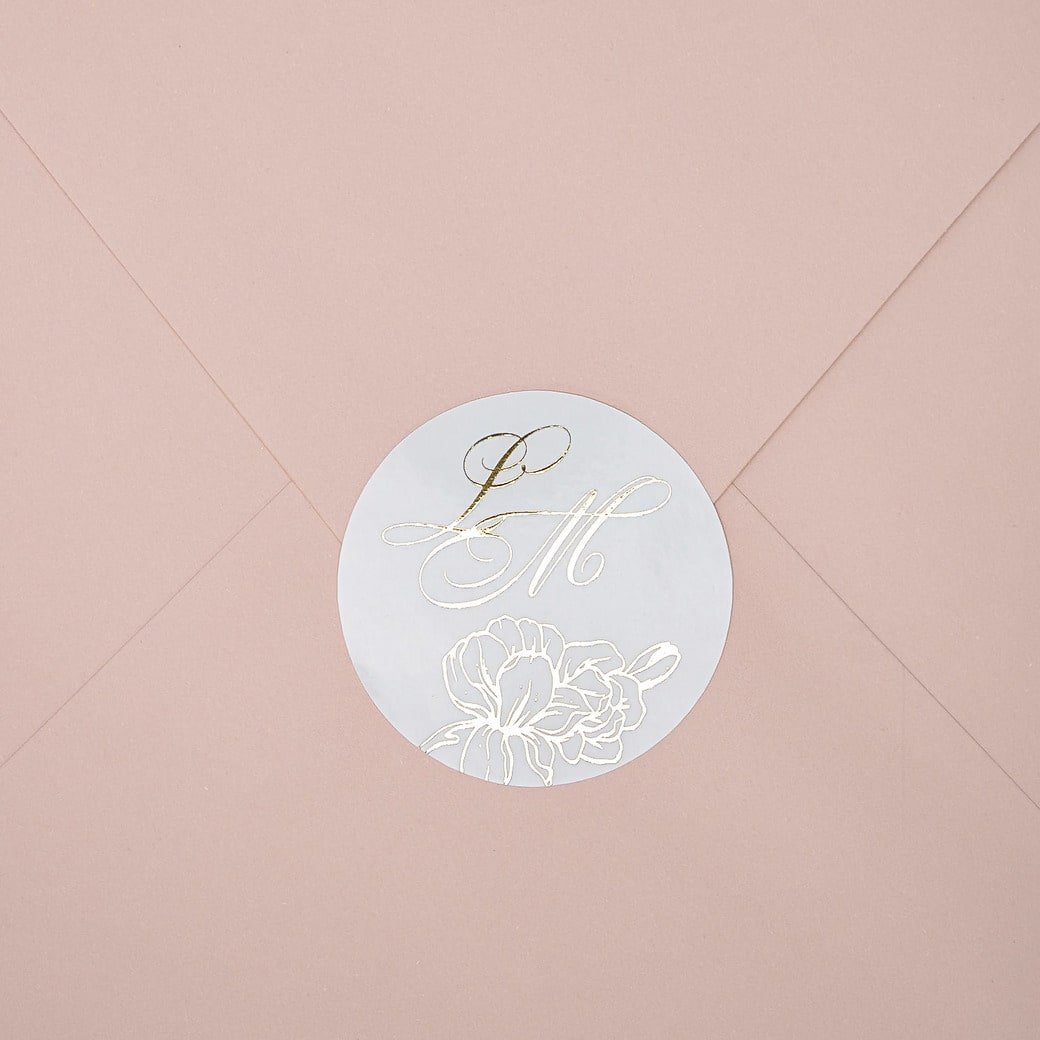 "Alamanda - Sticker" - Faire-part de mariage chic, élégant et romantique avec dorure or - Wedding stationery - Création Luxe Carterie Studio