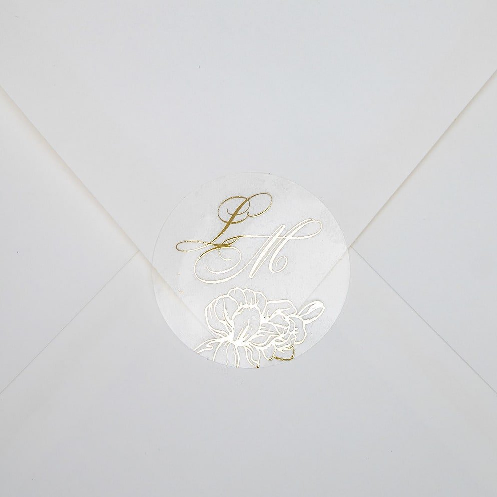 "Alamanda - Sticker" - Faire-part de mariage chic, élégant et romantique avec dorure or - Wedding stationery - Création Luxe Carterie Studio