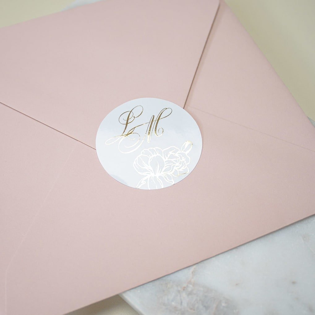 "Alamanda - Sticker" - Faire-part de mariage chic, élégant et romantique avec dorure or - Wedding stationery - Création Luxe Carterie Studio