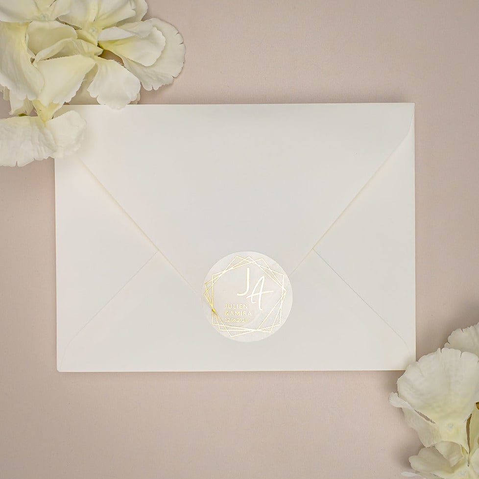 "Alessia - Sticker" - Faire-part de mariage chic, élégant et romantique avec dorure or - Wedding stationery - Création Luxe Carterie Studio