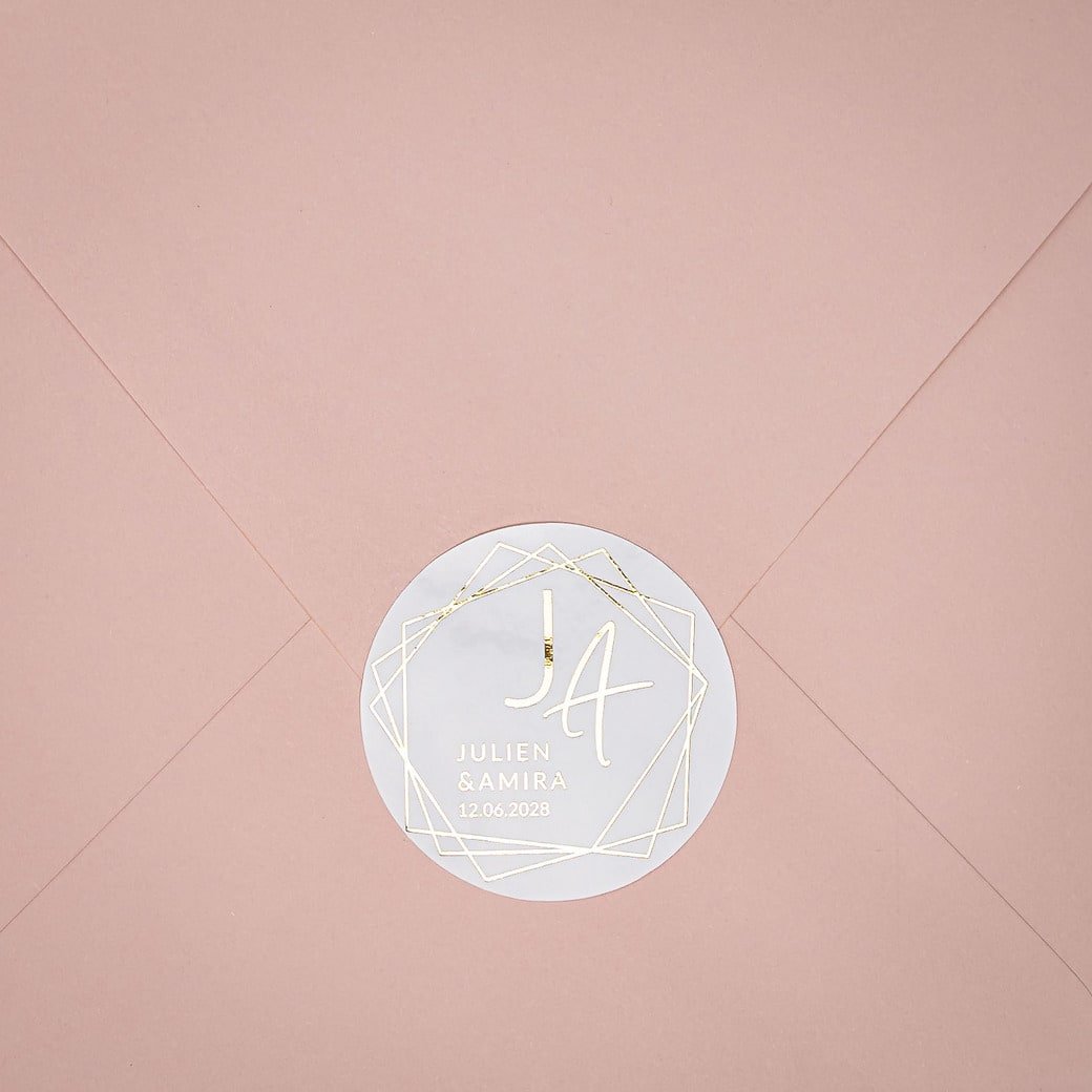 "Alessia - Sticker" - Faire-part de mariage chic, élégant et romantique avec dorure or - Wedding stationery - Création Luxe Carterie Studio