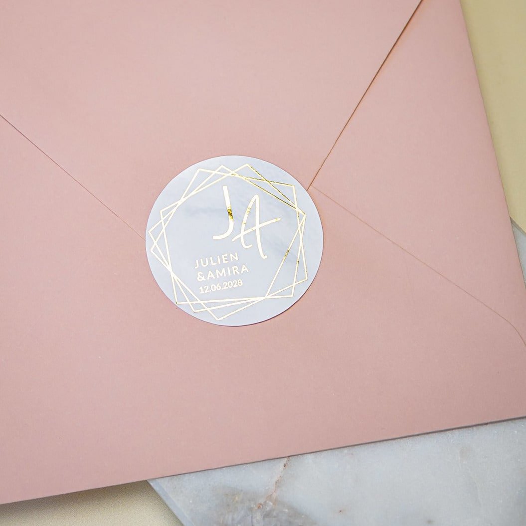 "Alessia - Sticker" - Faire-part de mariage chic, élégant et romantique avec dorure or - Wedding stationery - Création Luxe Carterie Studio