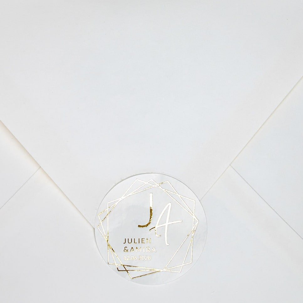 "Alessia - Sticker" - Faire-part de mariage chic, élégant et romantique avec dorure or - Wedding stationery - Création Luxe Carterie Studio