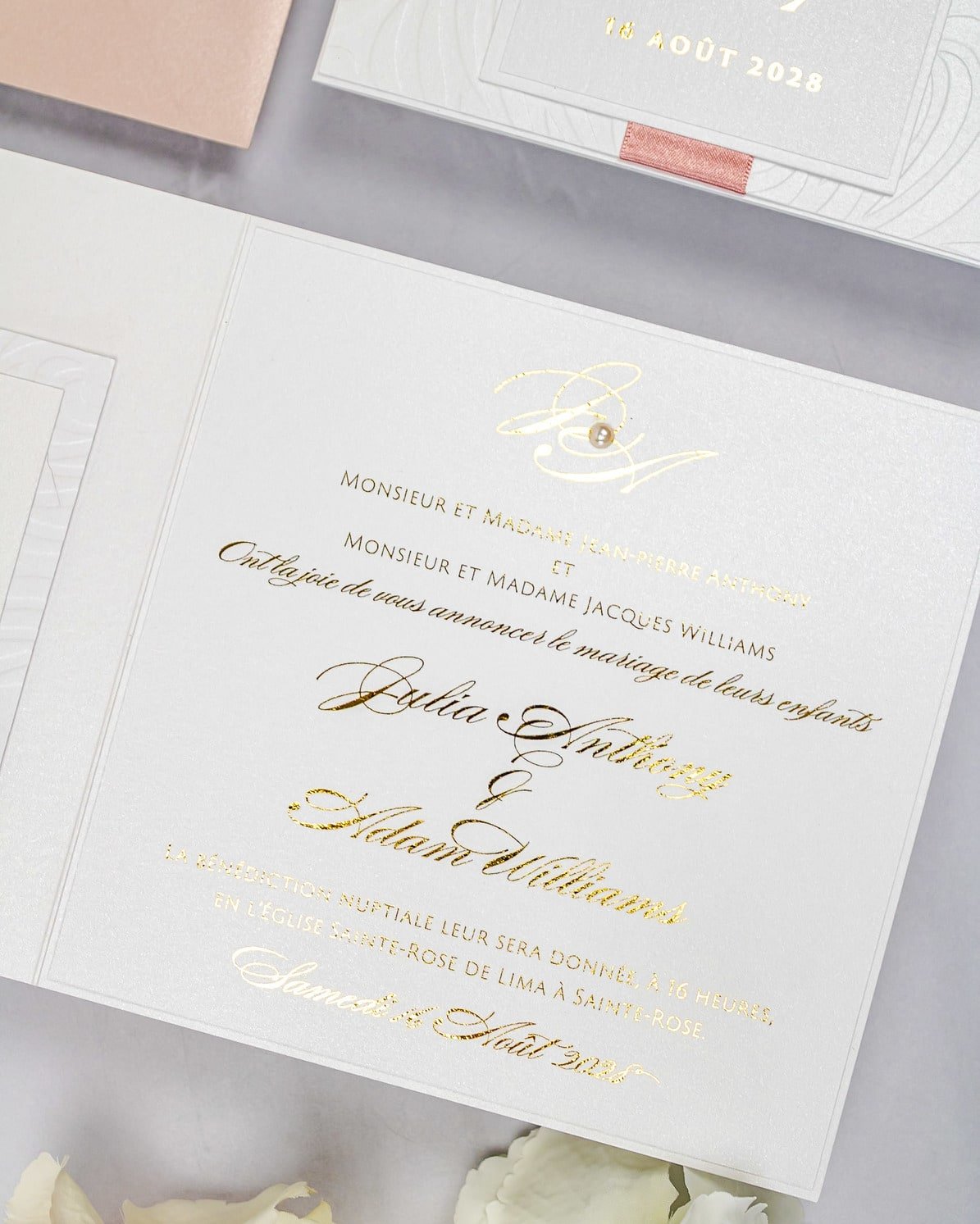 "Alice" - Faire-part de mariage chic, élégant et romantique avec dorure or - Wedding stationery - Création Luxe Carterie Studio
