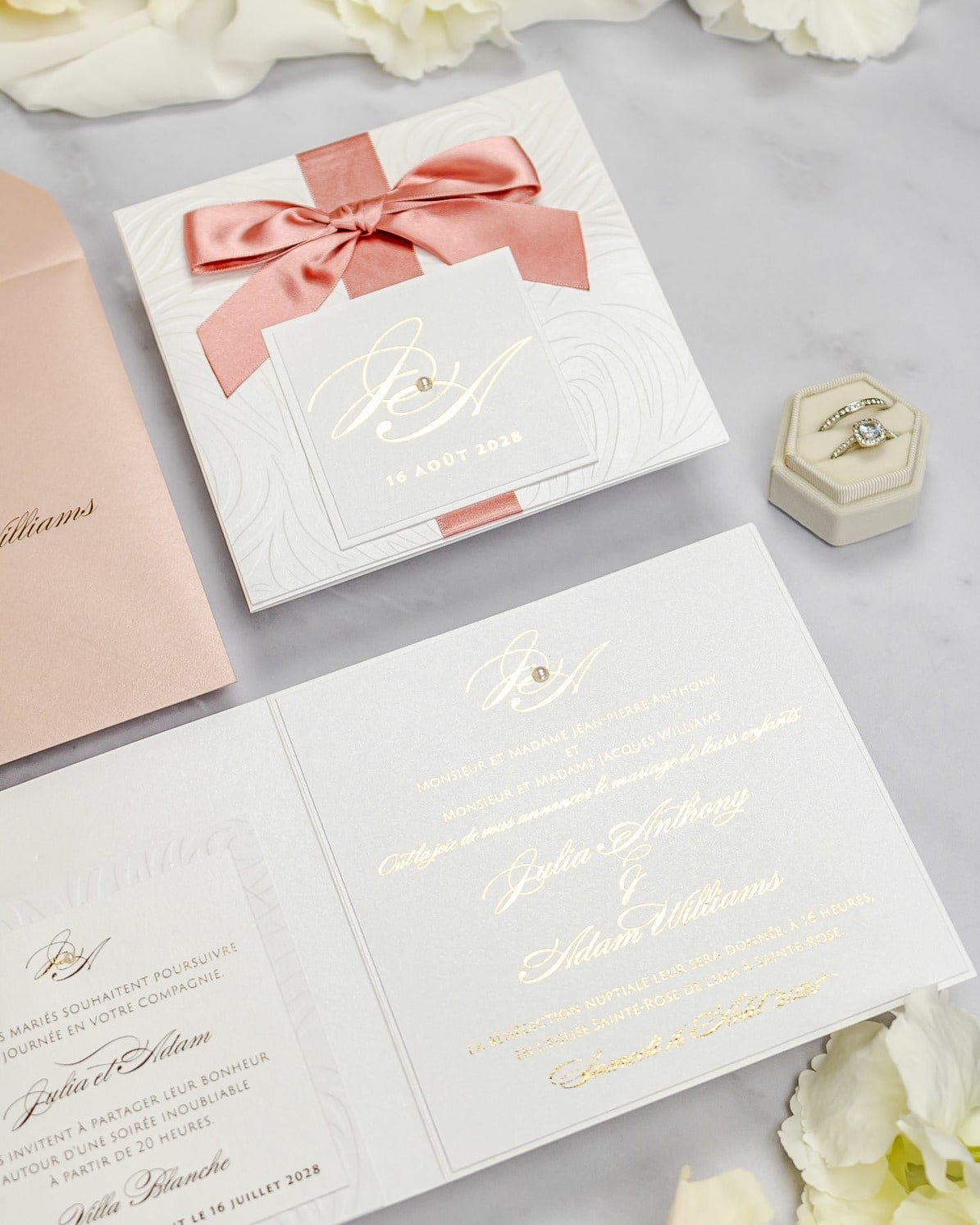 "Alice" - Faire-part de mariage chic, élégant et romantique avec dorure or - Wedding stationery - Création Luxe Carterie Studio