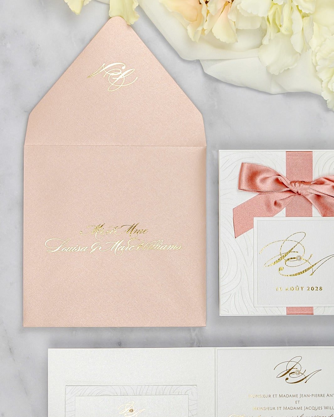 "Alice" - Faire-part de mariage chic, élégant et romantique avec dorure or - Wedding stationery - Création Luxe Carterie Studio