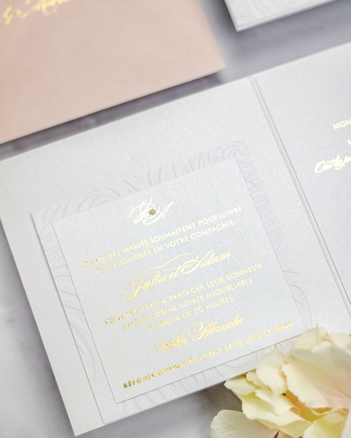 "Alice" - Faire-part de mariage chic, élégant et romantique avec dorure or - Wedding stationery - Création Luxe Carterie Studio