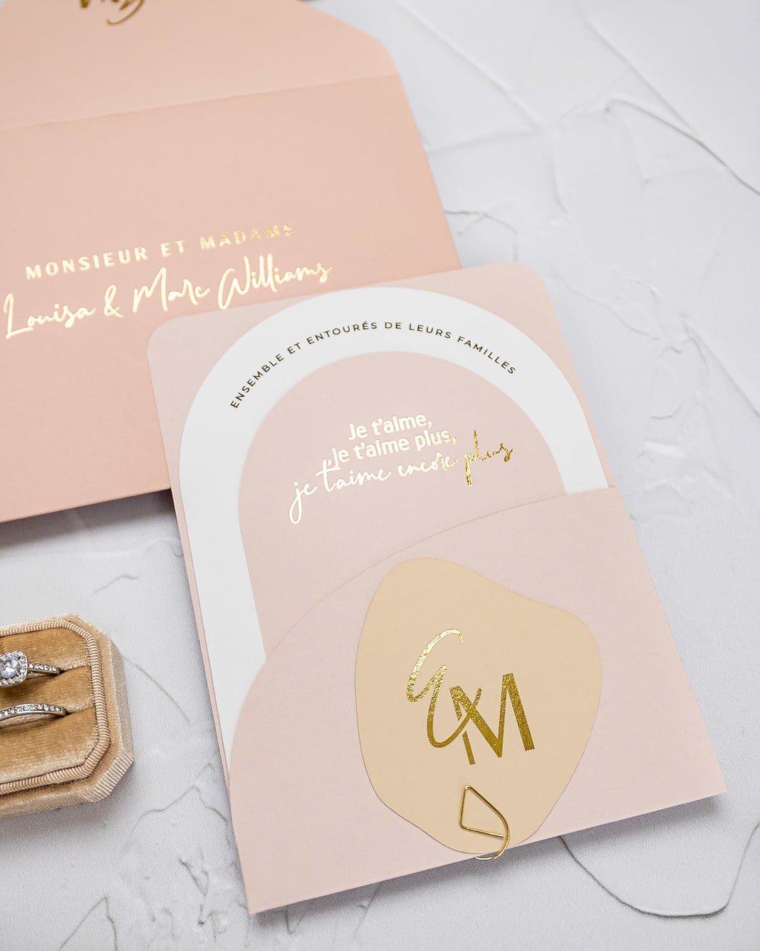 "Alina" - Faire-part de mariage moderne, chic et élégant avec dorure or – Wedding stationery - Création Luxe Carterie Studio