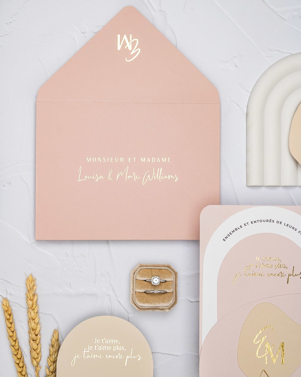 "Alina" - Faire-part de mariage moderne, chic et élégant avec dorure or – Wedding stationery - Création Luxe Carterie Studio