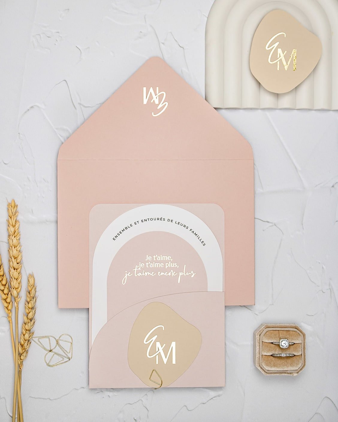 "Alina" - Faire-part de mariage moderne, chic et élégant avec dorure or – Wedding stationery - Création Luxe Carterie Studio