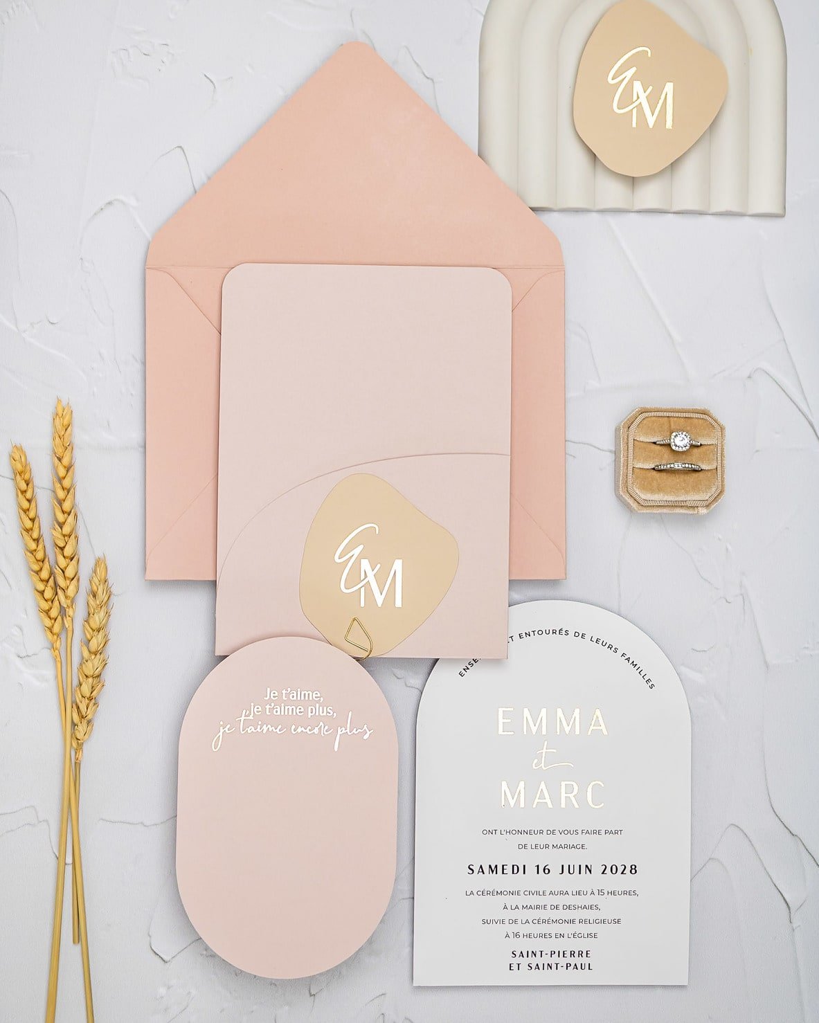 "Alina" - Faire-part de mariage moderne, chic et élégant avec dorure or – Wedding stationery - Création Luxe Carterie Studio