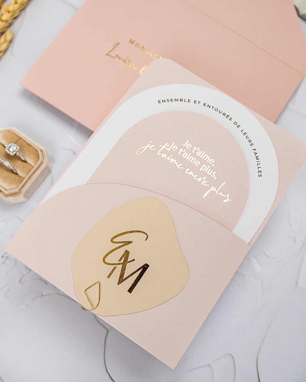 "Alina" - Faire-part de mariage moderne, chic et élégant avec dorure or – Wedding stationery - Création Luxe Carterie Studio