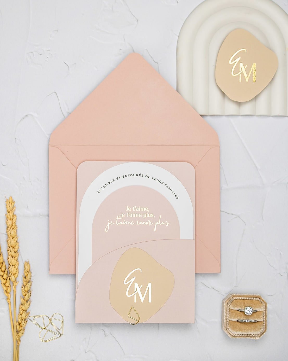 "Alina" - Faire-part de mariage moderne, chic et élégant avec dorure or – Wedding stationery - Création Luxe Carterie Studio