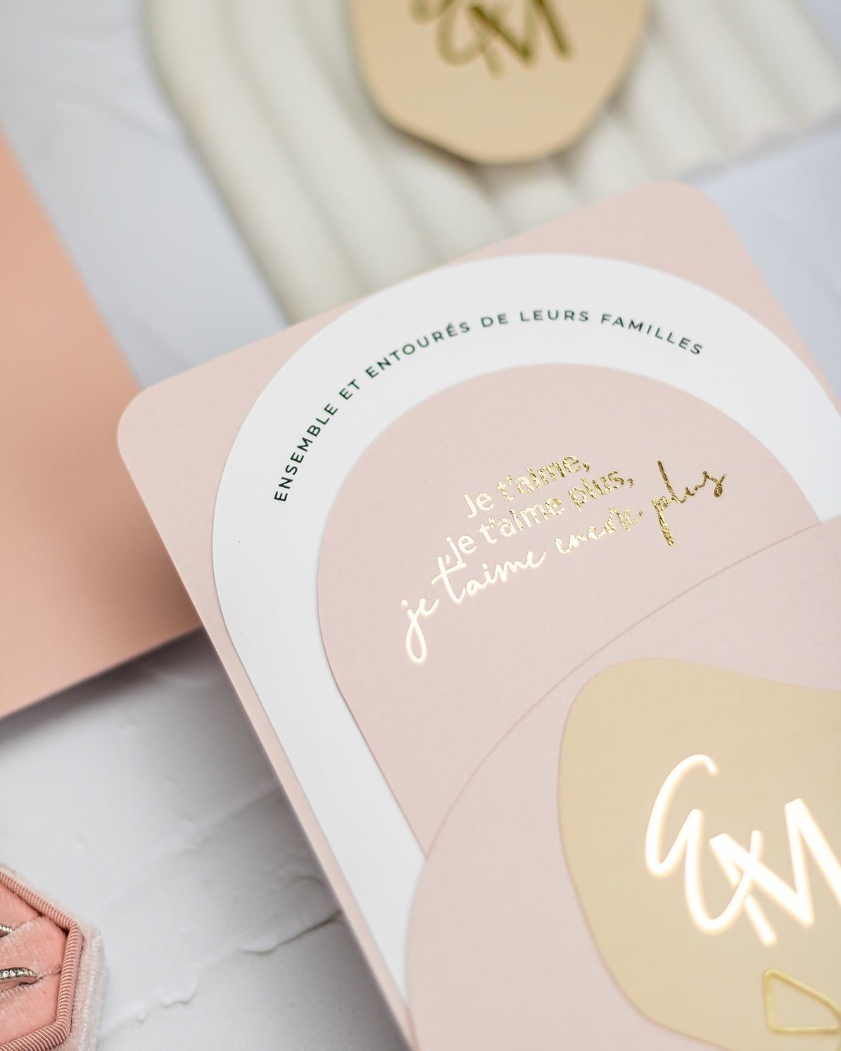 "Alina" - Faire-part de mariage moderne, chic et élégant avec dorure or – Wedding stationery - Création Luxe Carterie Studio