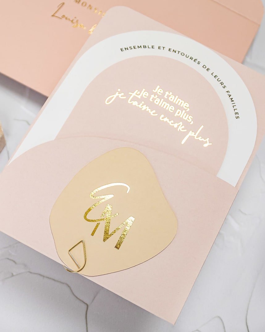 "Alina" - Faire-part de mariage moderne, chic et élégant avec dorure or – Wedding stationery - Création Luxe Carterie Studio