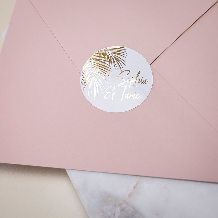 "Aloha - Sticker" - Faire-part de mariage chic, élégant et romantique avec dorure or - Wedding stationery - Création Luxe Carterie Studio