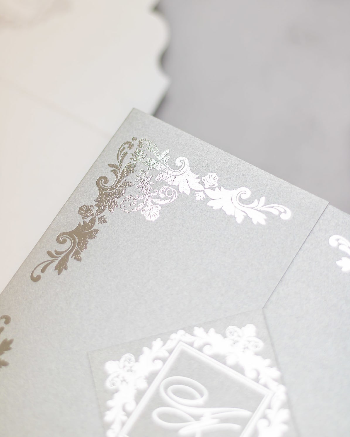 "Amber" - Faire-part de mariage luxueux, chic et élégant avec dorure argent – Wedding stationery - Création Luxe Carterie Studio