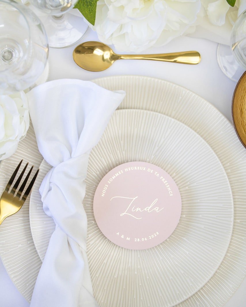 "Ambre - Marque-place" – Marque-place chic, élégant et romantique avec dorure or pour réception de mariage – Papeterie de mariage - Wedding stationery - Création Luxe Carterie Studio
