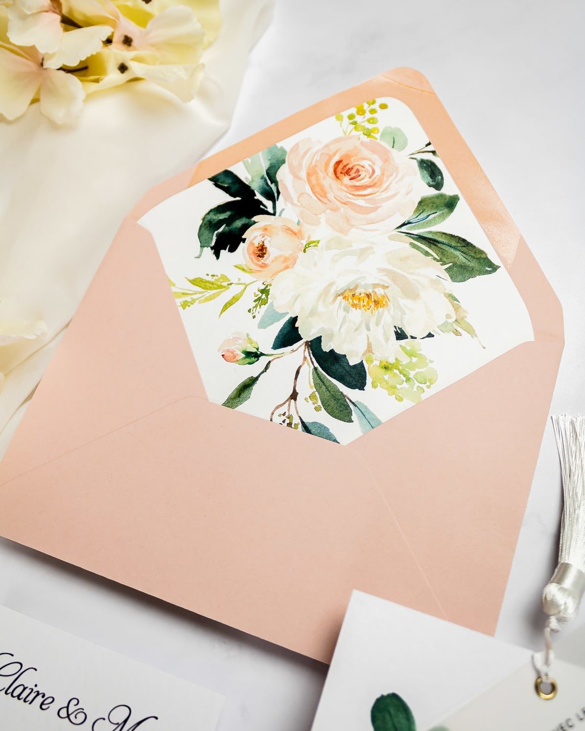 "Amour" - Faire-part de mariage fleuris élégant et romantique avec dorure or - Wedding stationery - Création Luxe Carterie Studio
