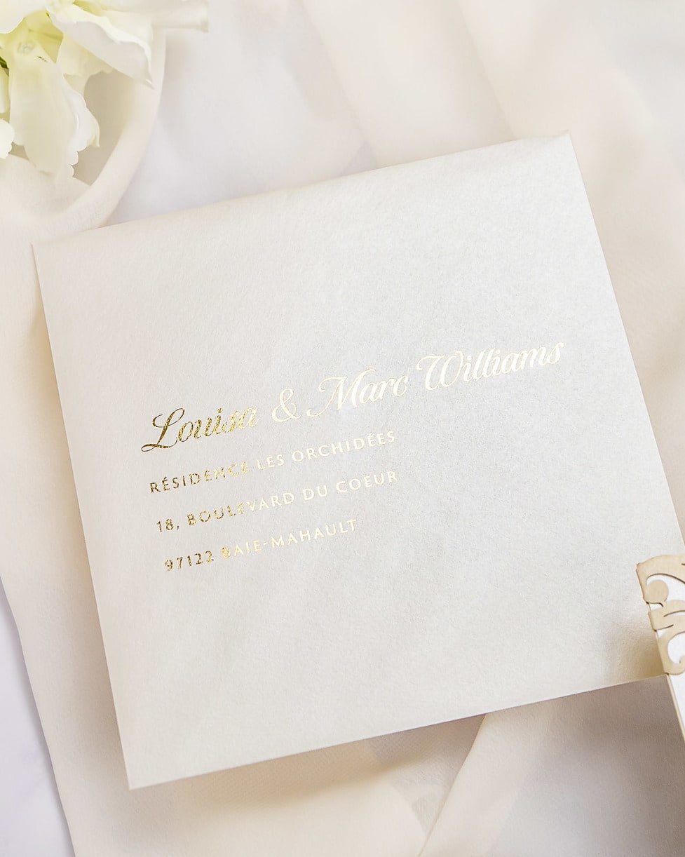 "Anastasia" - Faire-part de mariage laser cut élégant et romantique avec dorure or - Wedding stationery - Création Luxe Carterie Studio