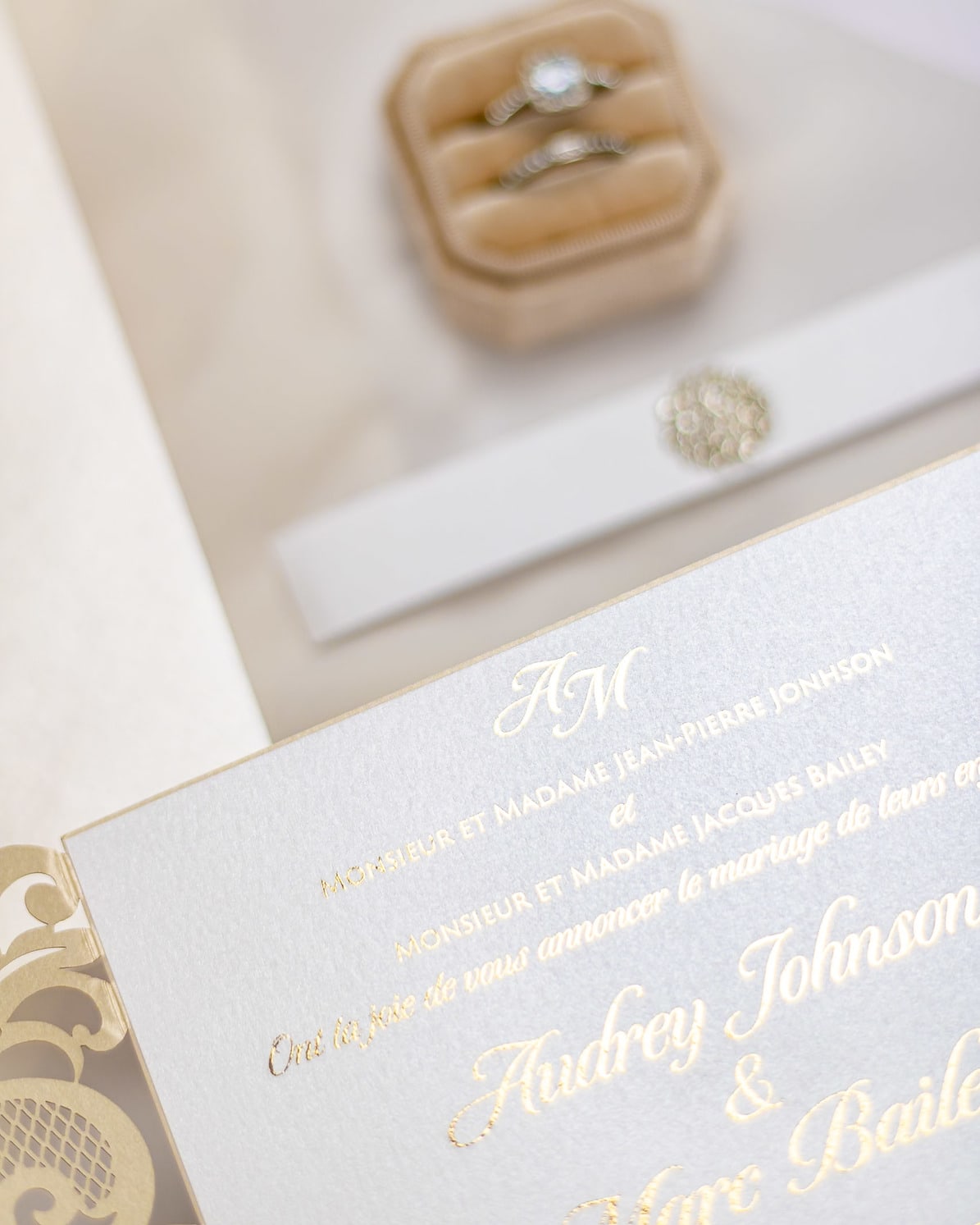 "Anastasia" - Faire-part de mariage laser cut élégant et romantique avec dorure or - Wedding stationery - Création Luxe Carterie Studio