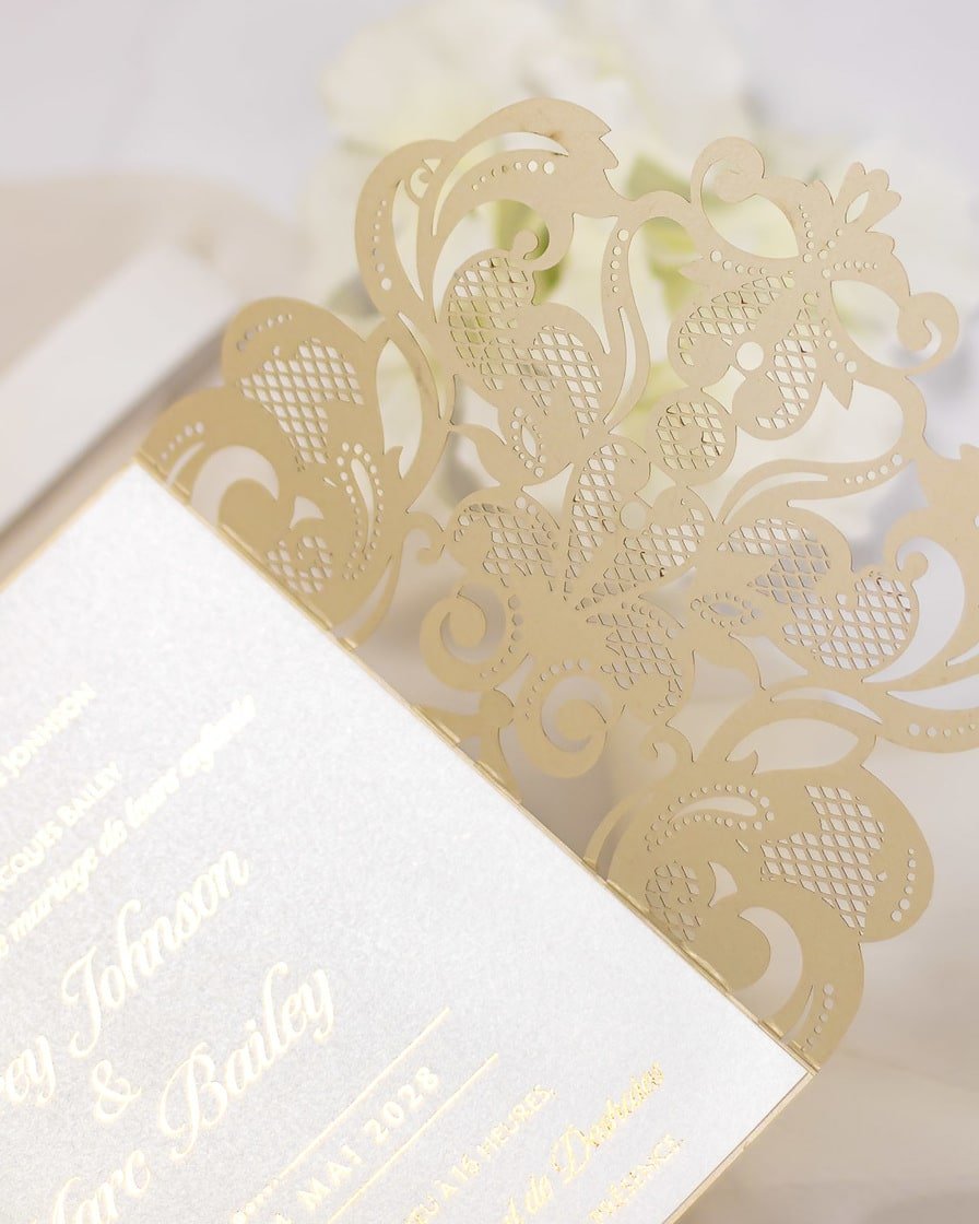 "Anastasia" - Faire-part de mariage laser cut élégant et romantique avec dorure or - Wedding stationery - Création Luxe Carterie Studio
