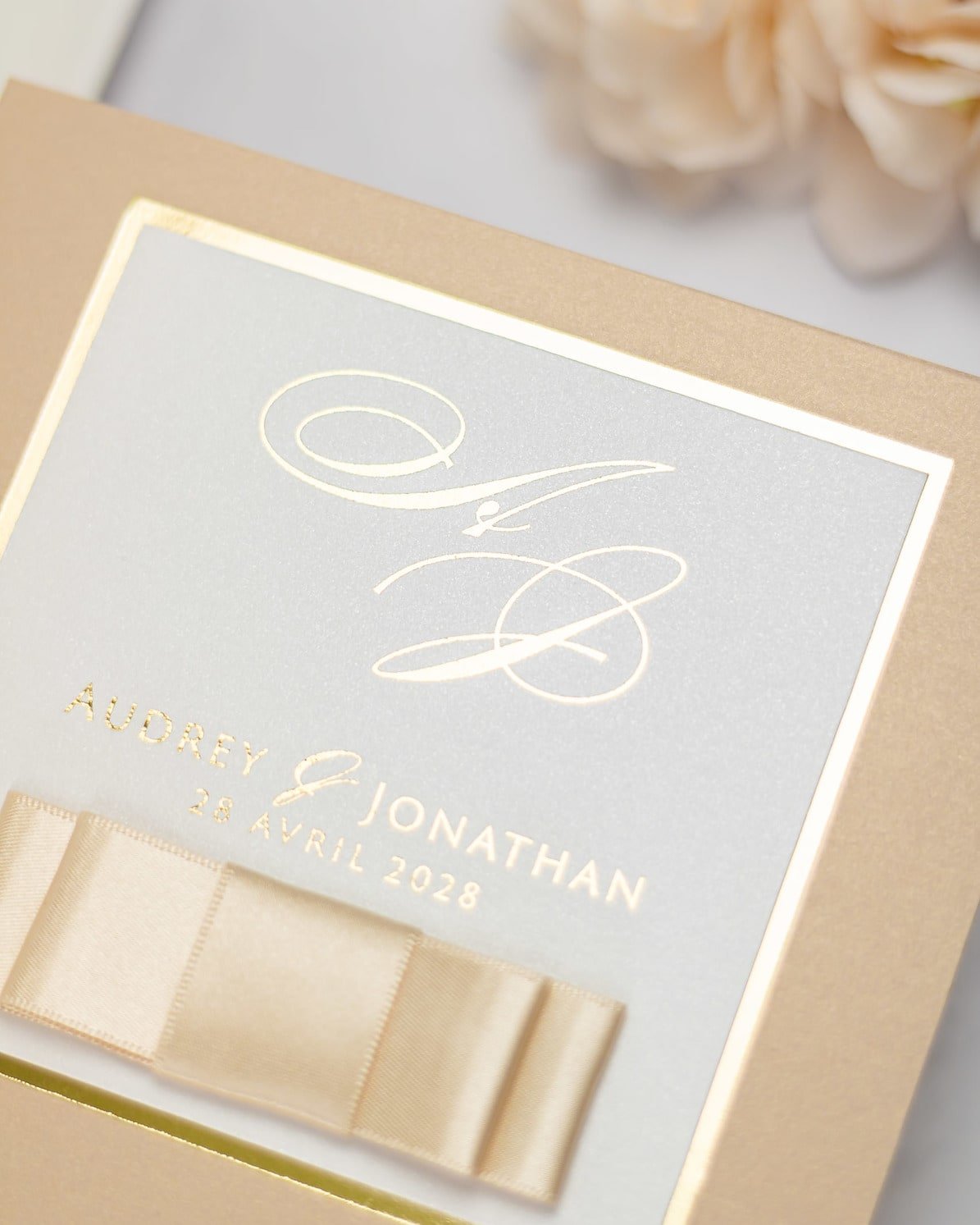 "Andrea" - Faire-part de mariage chic, élégant et romantique avec dorure or - Wedding stationery - Création Luxe Carterie Studio