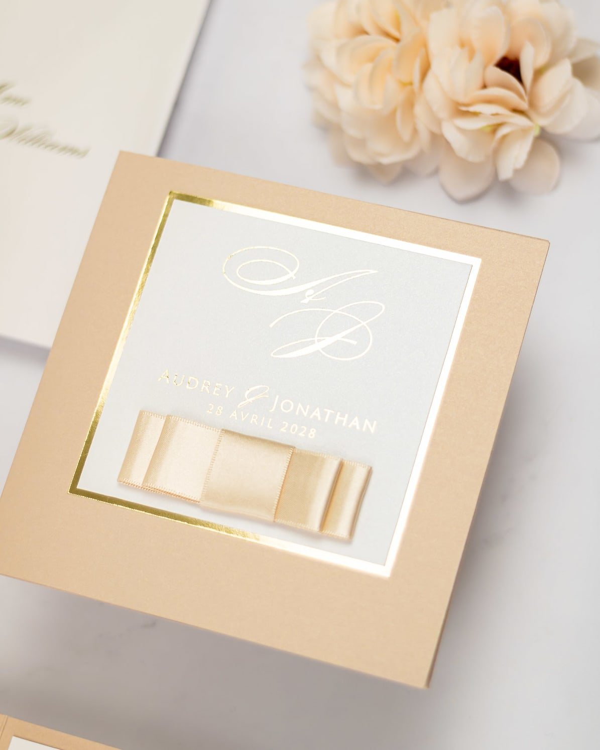 "Andrea" - Faire-part de mariage chic, élégant et romantique avec dorure or - Wedding stationery - Création Luxe Carterie Studio